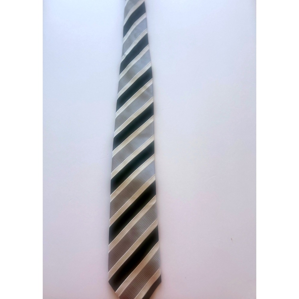 Donald J Trump Signature Collection Silk Tie Black Grey Silver Striped Mens